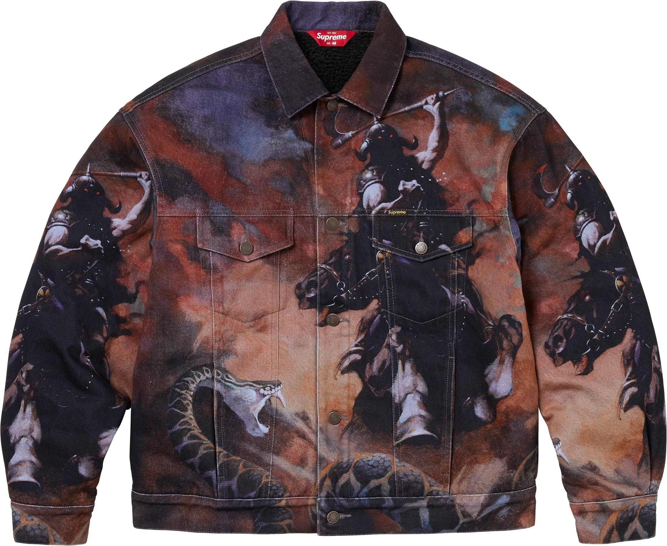 Supreme/Frank Frazetta Faux Shearling Lined Trucker Jacket view 2